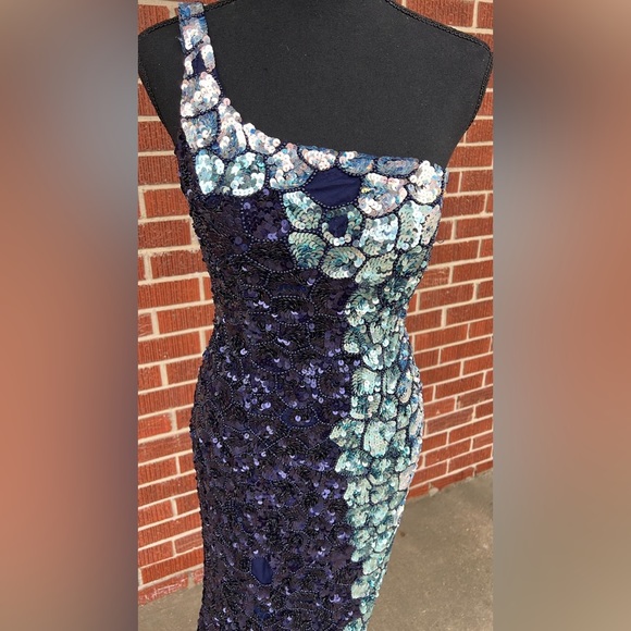 Sherri Hill size 4 - navy and turquoise - Picture 2 of 3